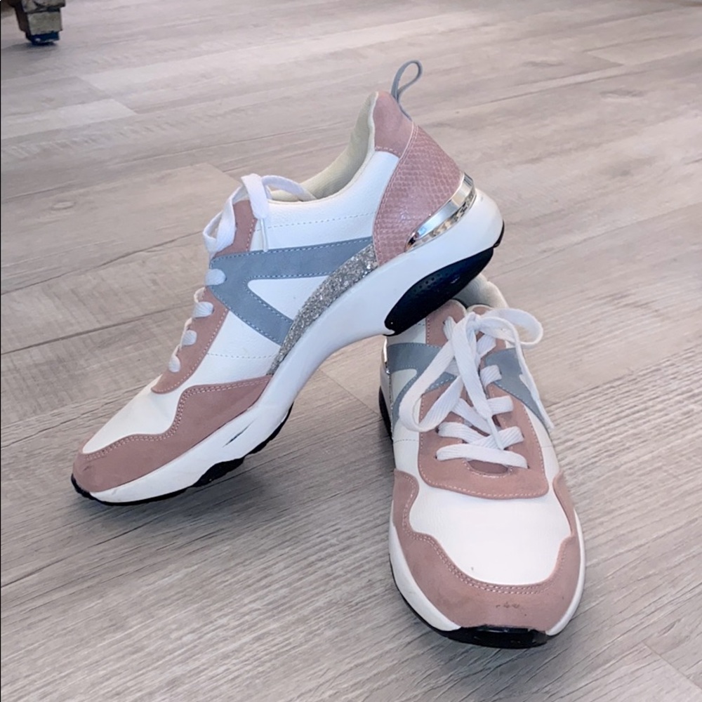 White, Pink and Grey Sparkle Shoes Size 9.5